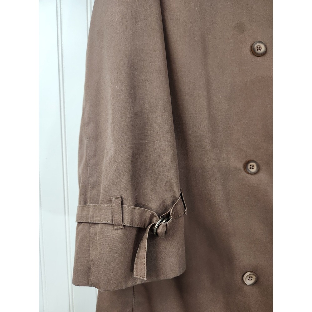 Vintage London Fog Womens Brown Trench Thick Coat Plaid Lined Double Breasted XL - Picture 3 of 11